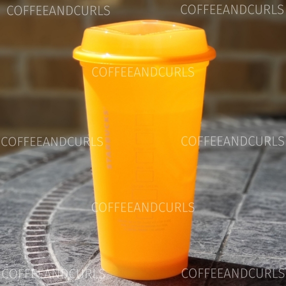 Starbucks Neon Orange "Mango" Single Reusable Grande Hot Cup Summer 2022 - Picture 2 of 5